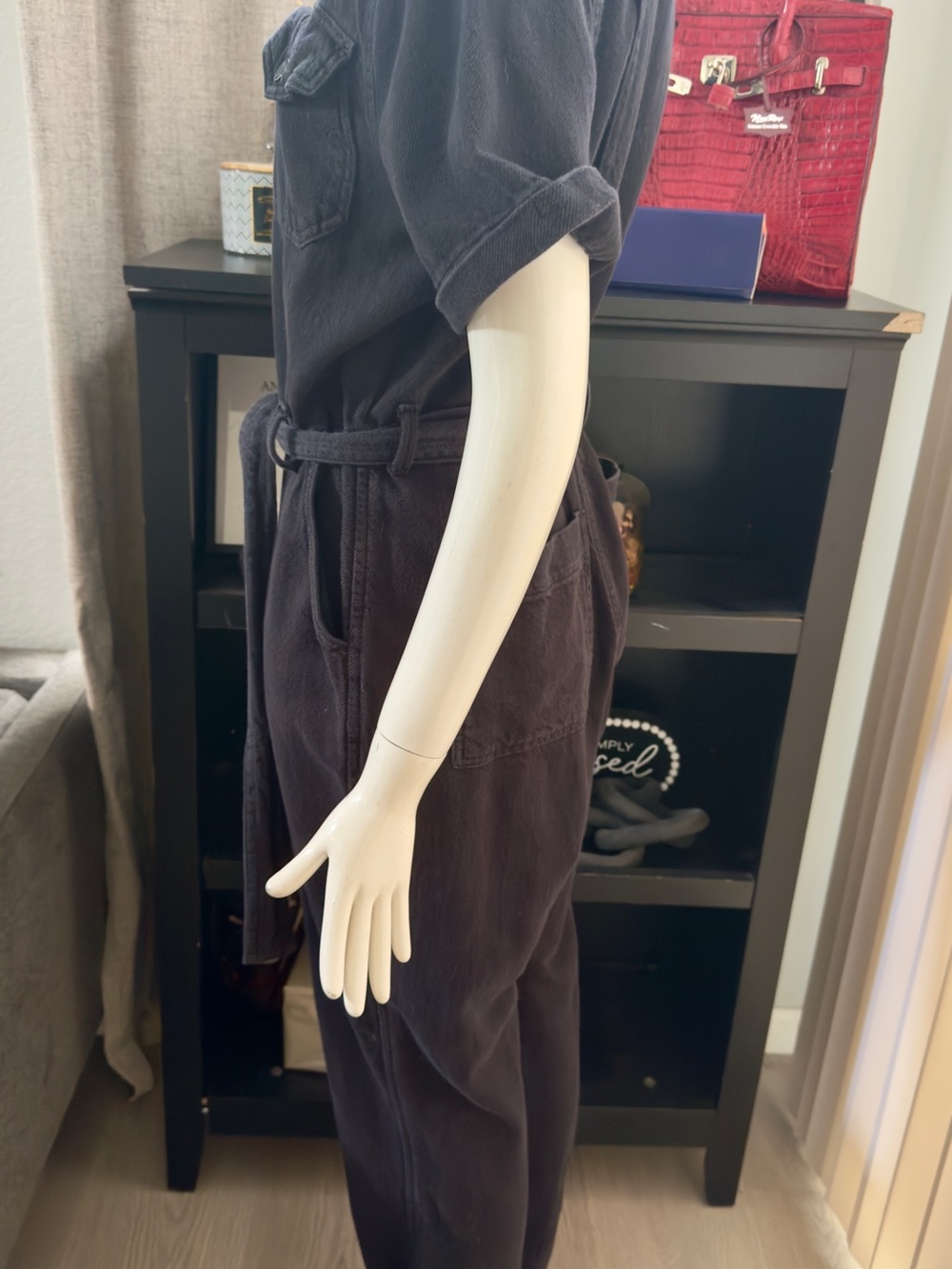 Good American Black Short-Sleeve Tie-Waist Jumpsuit - Picture 2 of 14